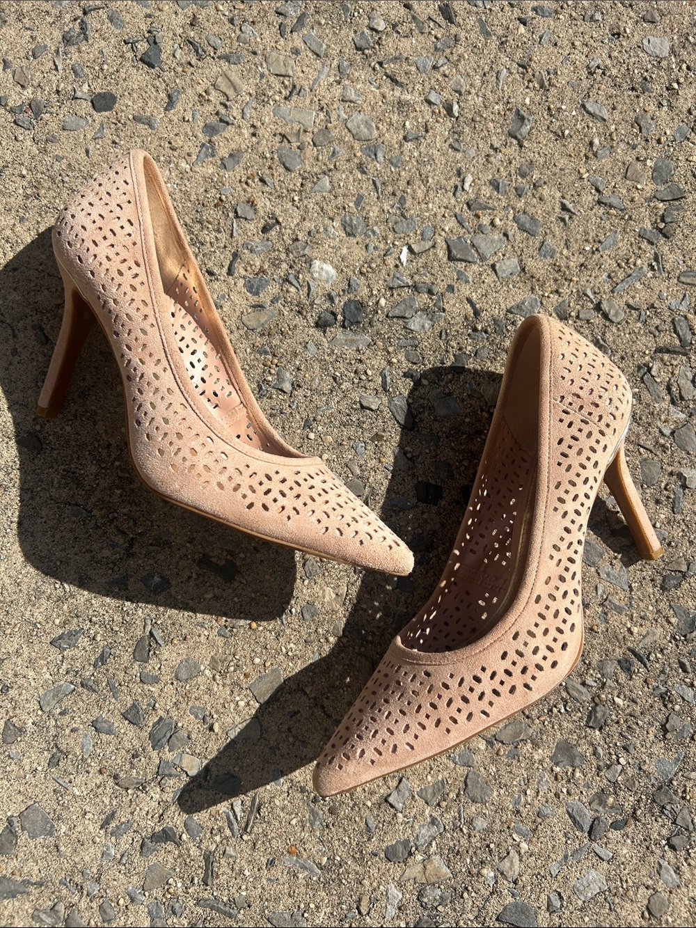 Ralph Lauren Blush Nude Laser-Cut Pointed Toe Stilettos